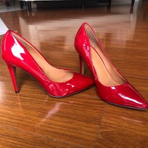 Bright red pumps heels
